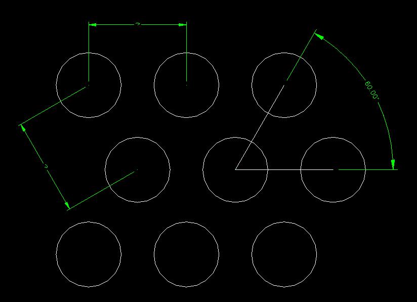 A diagram showing the distance from the center of one hole to the center of another hole.