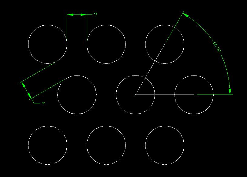 A diagram showing the distance from the edge of one hole to the edge of another hole.