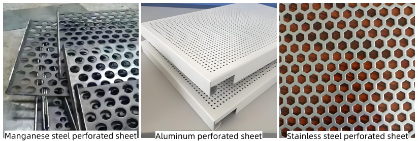 Display of Metal Perforated Sheet with Different Materials